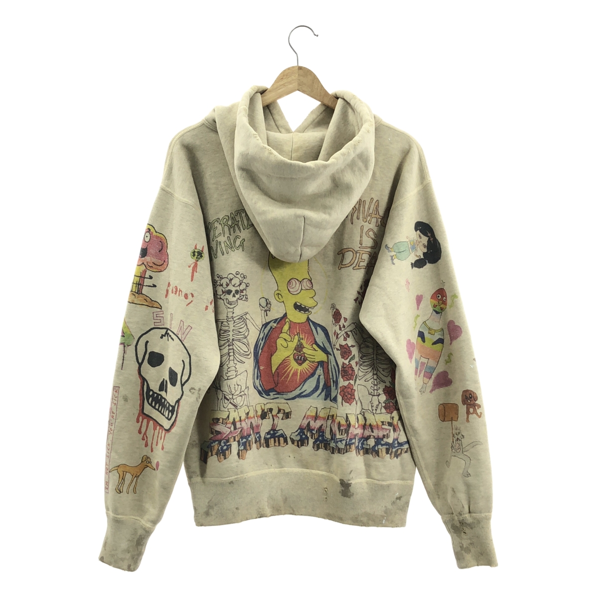 SAINT MICHAEL  Mxxxxxx / セントマイケル ヴィンテージ加工 グラフィティ フーディ プルオーバー パーカー
