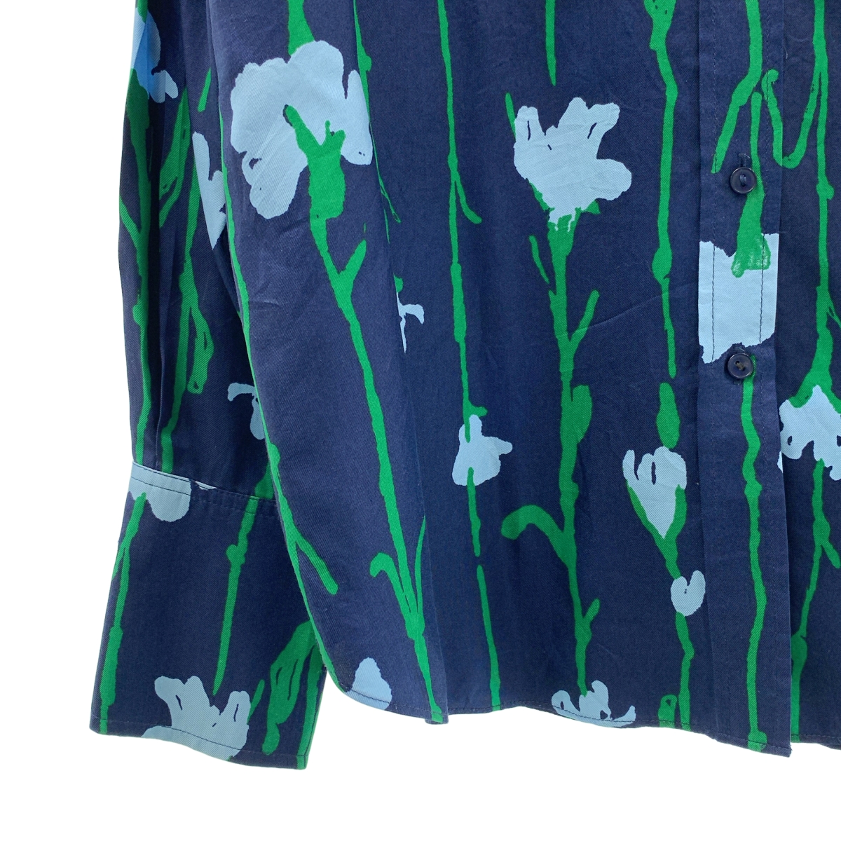 marimekko / マリメッコ Viivakukka ヴィーヴァクッカ ラインフラワー 総柄 シルクシャツ