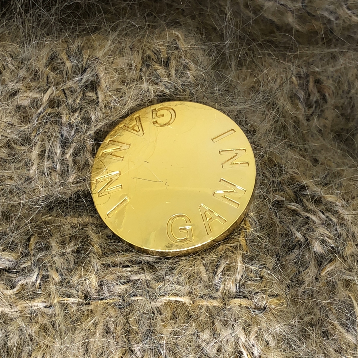 Ganni / ガニー Brushed Mohair Cardigan / モヘヤ ウール ロゴ 金ボタン ニット カーディガン