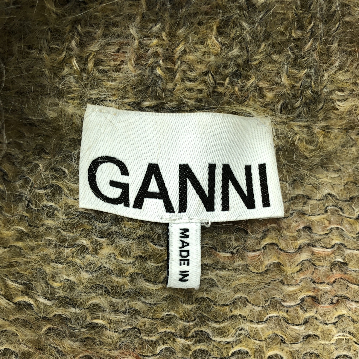 Ganni / ガニー Brushed Mohair Cardigan / モヘヤ ウール ロゴ 金ボタン ニット カーディガン