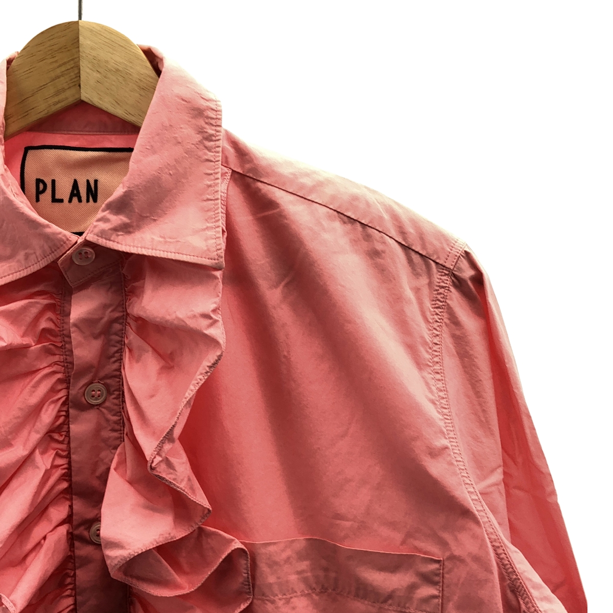 Plan C / プランシー コットン フリル プルオーバー ロング シャツ ワンピース