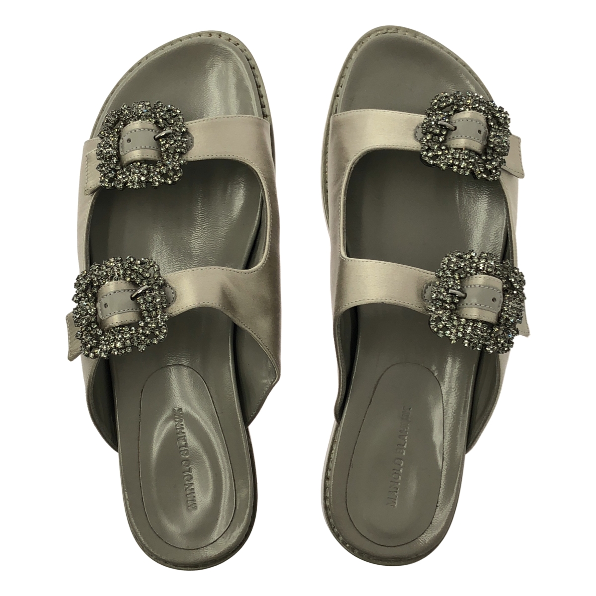 MANOLO BLAHNIK / マノロブラニク STURLUS HANGISI ストラス ハンギシ サテン ビジュー装飾 サンダル