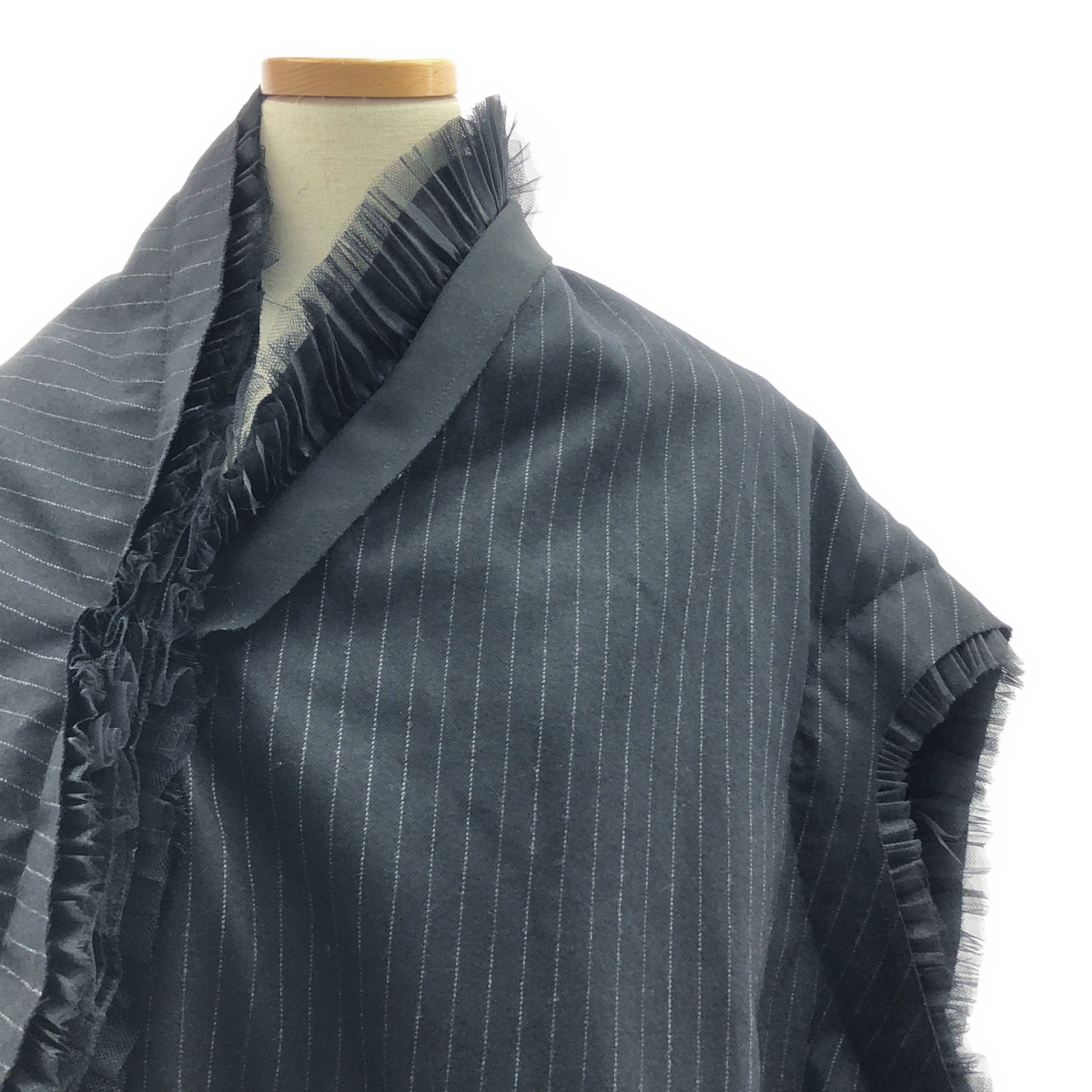 COMME des GARCONS / コムデギャルソン 変形 レース装飾 バックジップ オーバー ドレス ワンピース / キルティング総裏地