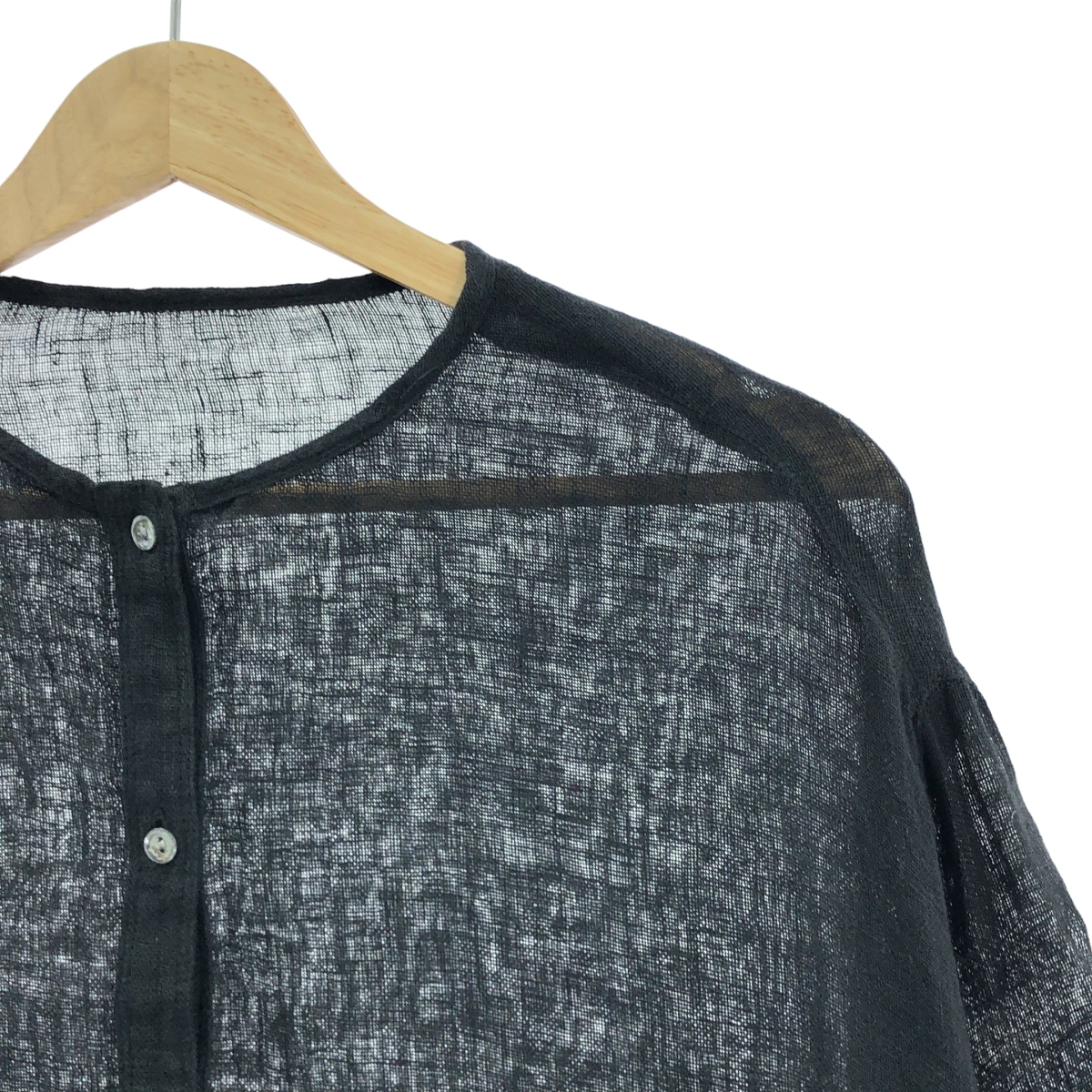 Framework / フレームワーク LINEN クレープ ヘンリー ネック ブラウス シャツ