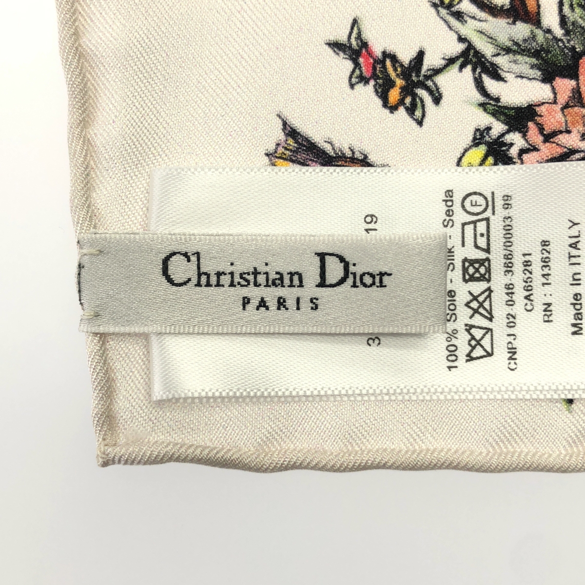 Christian Dior / クリスチャンディオール シルク フラワー バタフライ 総柄 スカーフ