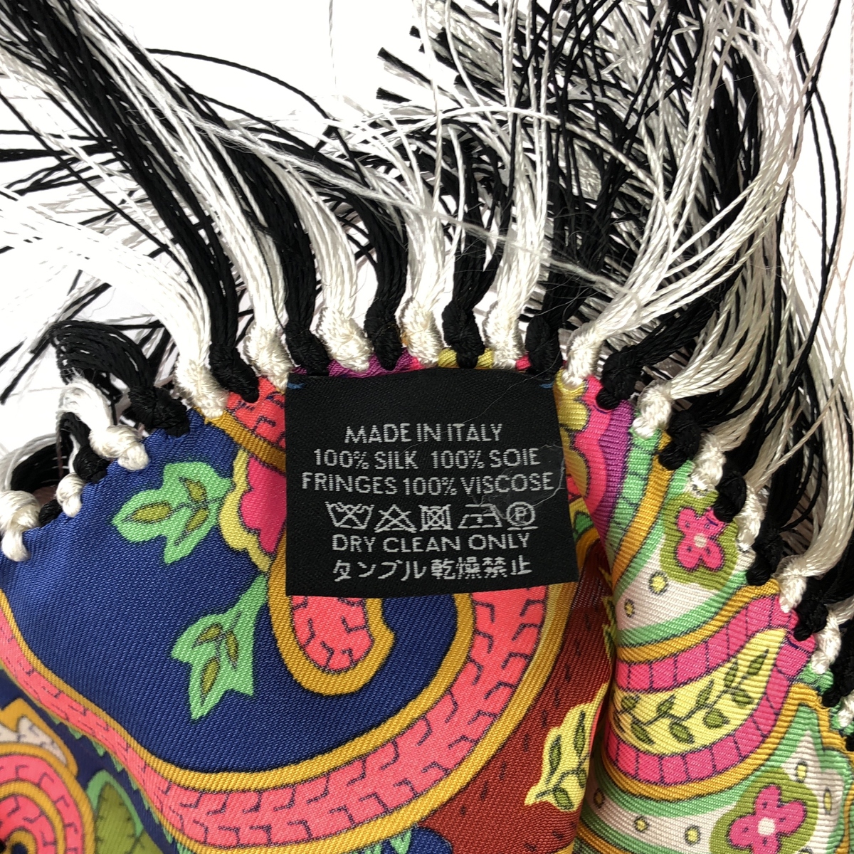 CELINE / セリーヌ シルク ペイズリー柄 フリンジ 大判ストール