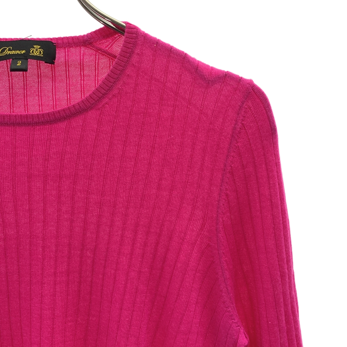 Drawer / ドゥロワー 18G カシミヤ シルク クルーネック リブニット