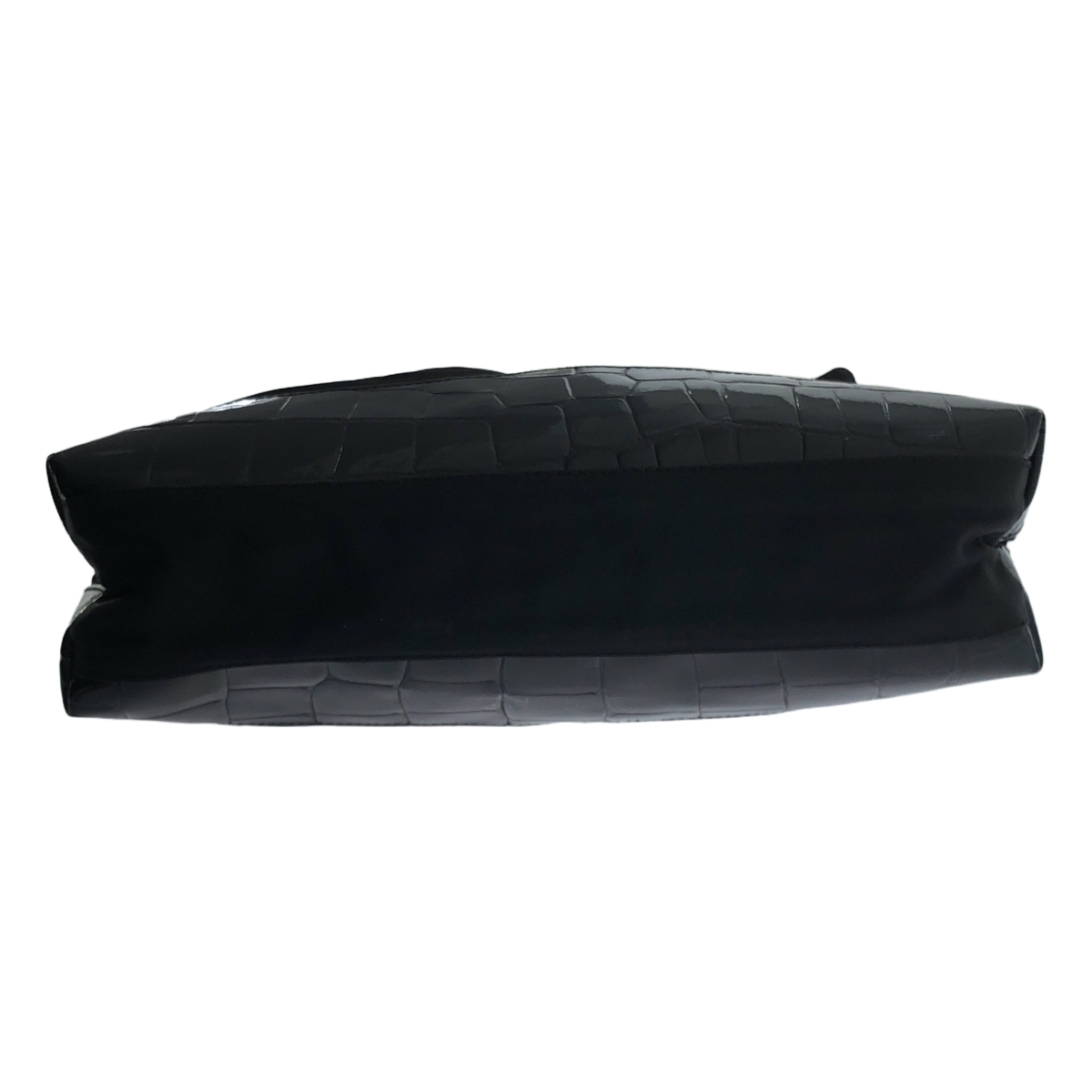 PRADA / プラダ ナイロン クロコ 型押し 切替 プレートロゴ ロングハンドル トートバッグ