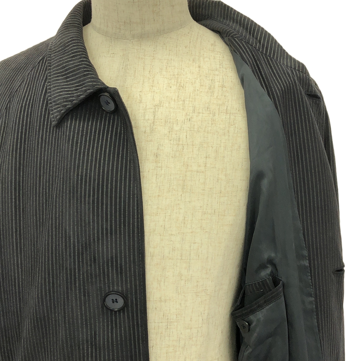 GIORGIO ARMANI / ジョルジオアルマーニ ラムレザー ストライプ トレンチコート