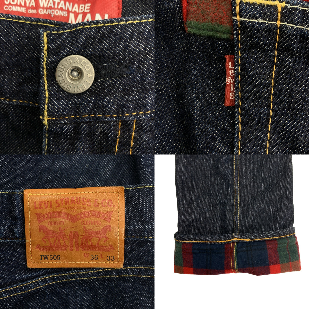 JUNYAWATANABE COMMEdesGARCONS MAN / ジュンヤワタナベマン × Levi's / リーバイス レザーパッチ ロールアップチェック デニムパンツ