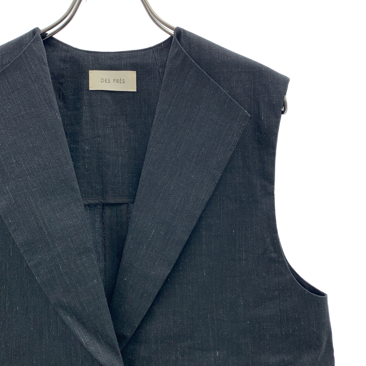 DES PRES / デプレ リネンナイロンストレッチ ワイドラペルジレ ベスト