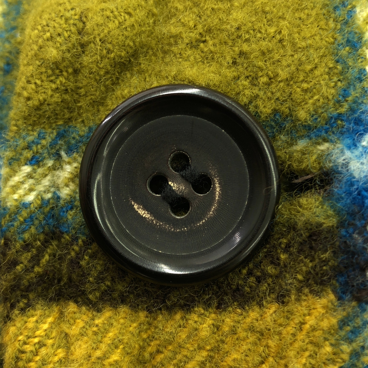 tricot COMME des GARCONS / トリココムデギャルソン ウール 縮絨 タータンチェック 丸襟 シングル コート / 総裏地