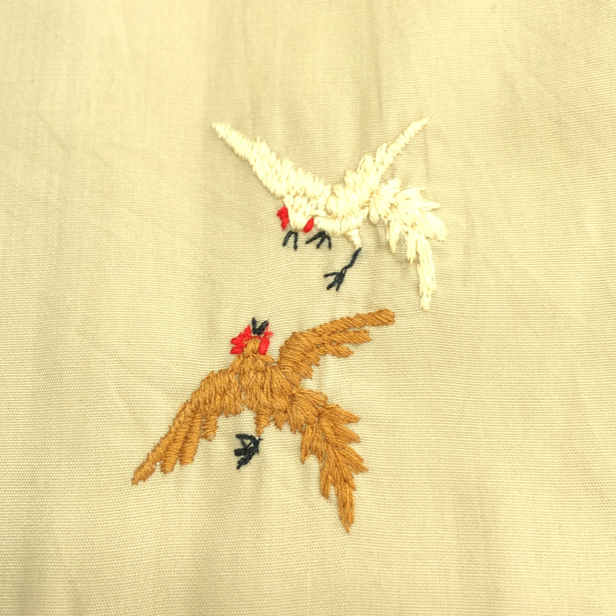 VINTAGE / ヴィンテージ古着 Pearl of the Orient / バード エンブロイダリー オープンカラーシャツ