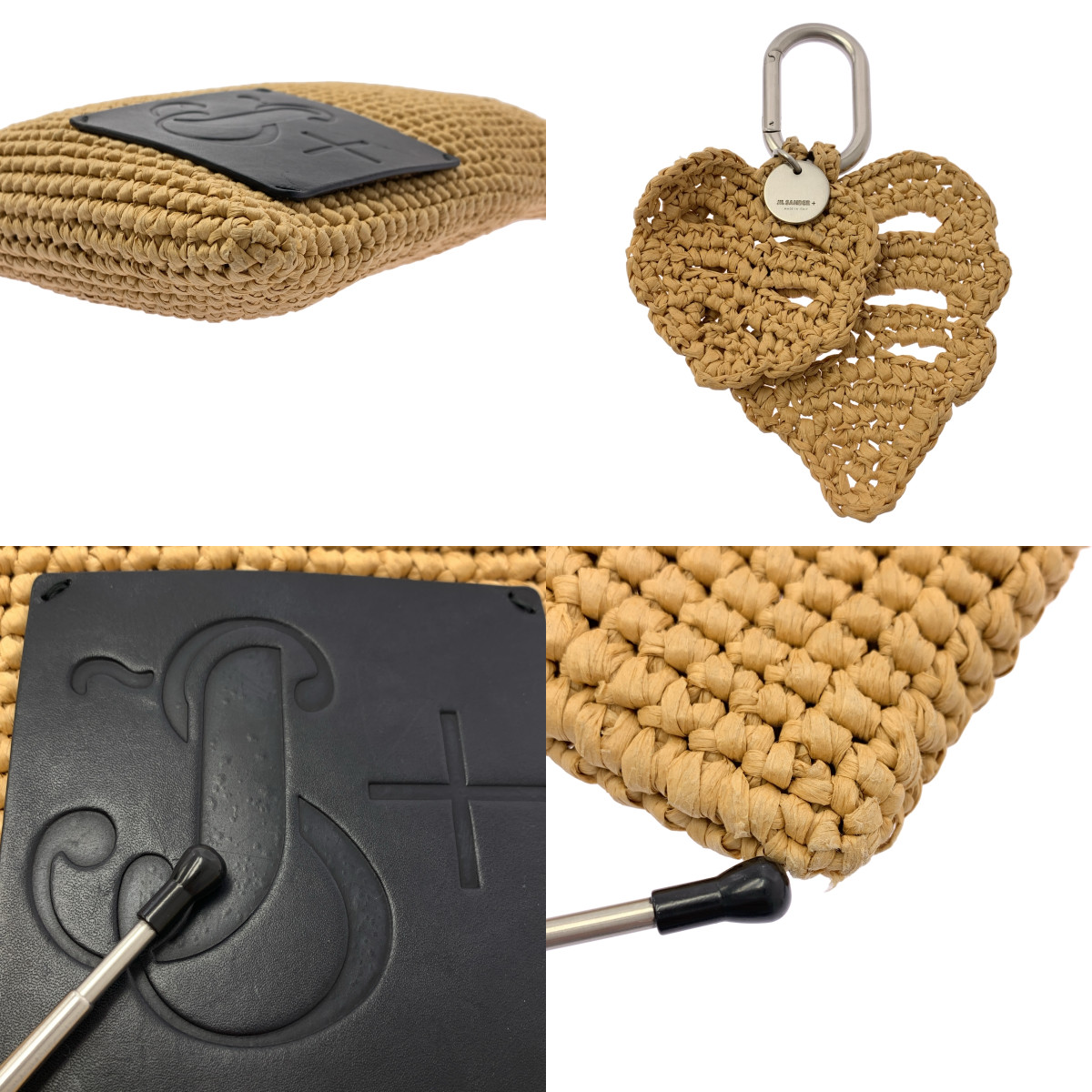 JIL SANDER+ / ジルサンダープラス モノグラム エンボス ラフィア クロシェ クロス ボディバッグ