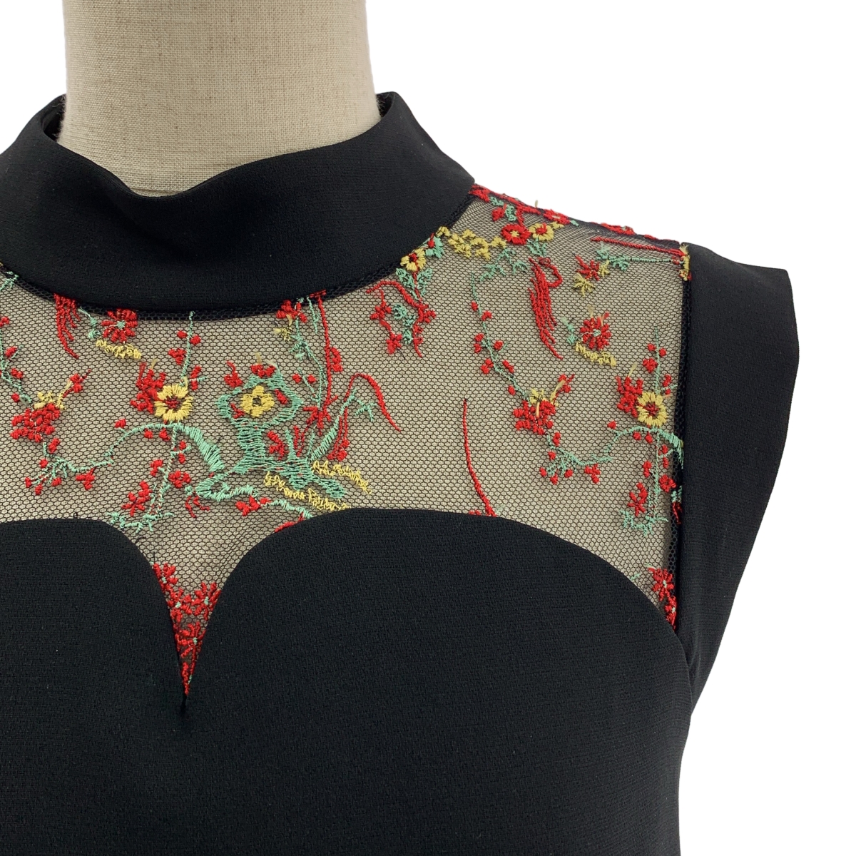 Mame Kurogouchi / マメクロゴウチ Acetate Polyester Floral Lace-Collar Sleeveless Dress レースカラー スリーブレスドレス ワンピース