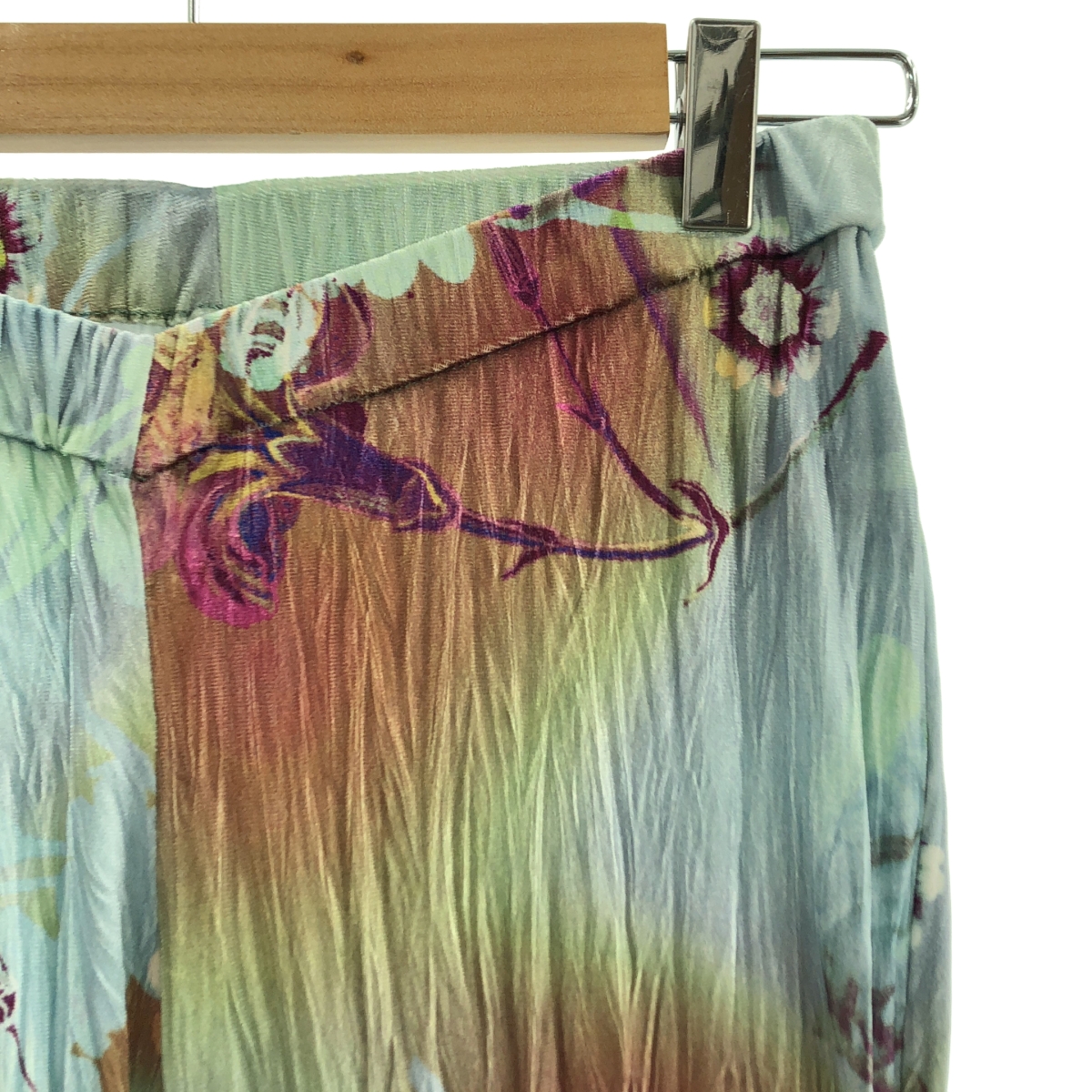 その他 シワ加工 フラワー プリント フレア イージーパンツ