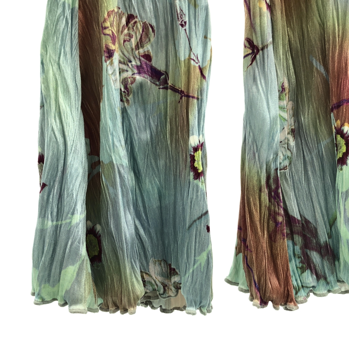 その他 シワ加工 フラワー プリント フレア イージーパンツ