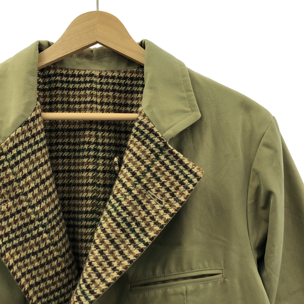 ensou / エンソウ Olmetex コットン ウール 千鳥格子 リバーシブル アポロジャケット
