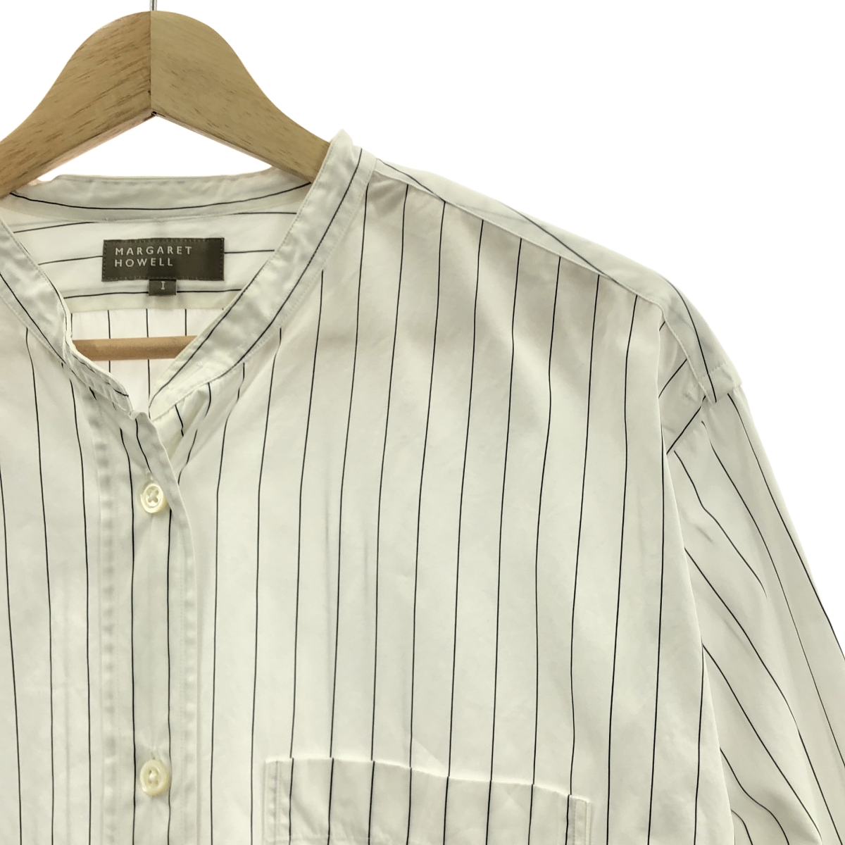 MARGARET HOWELL / マーガレットハウエル コットン バンドカラー シャツ ブラウス