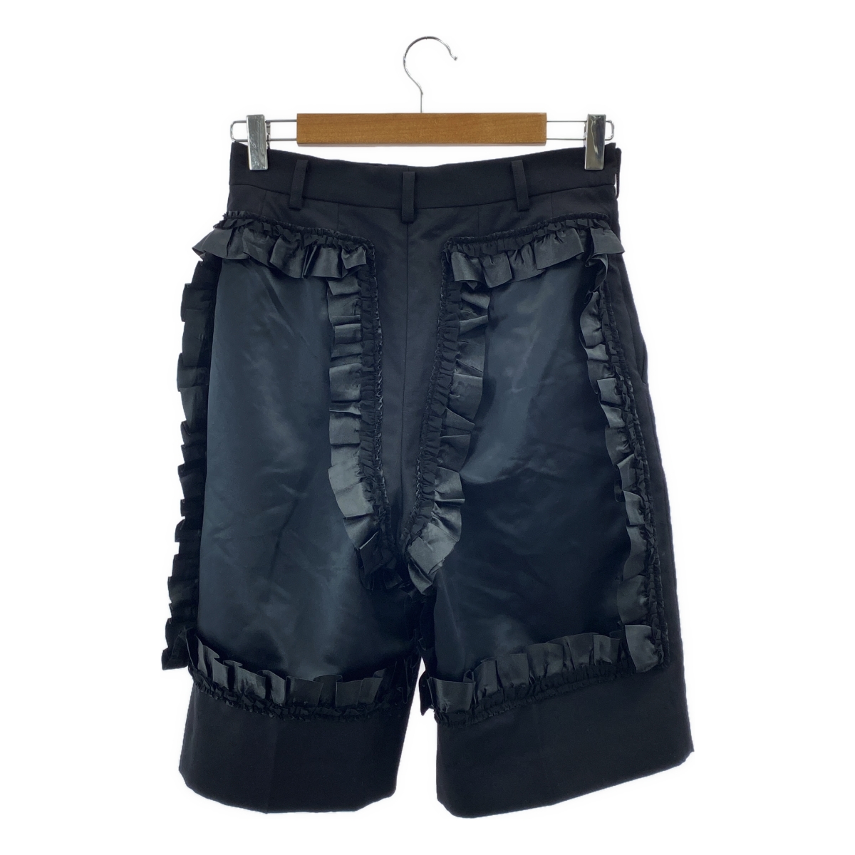 COMME des GARCONS / コムデギャルソン サテン フリル切替 ウール ギャバ パンツ