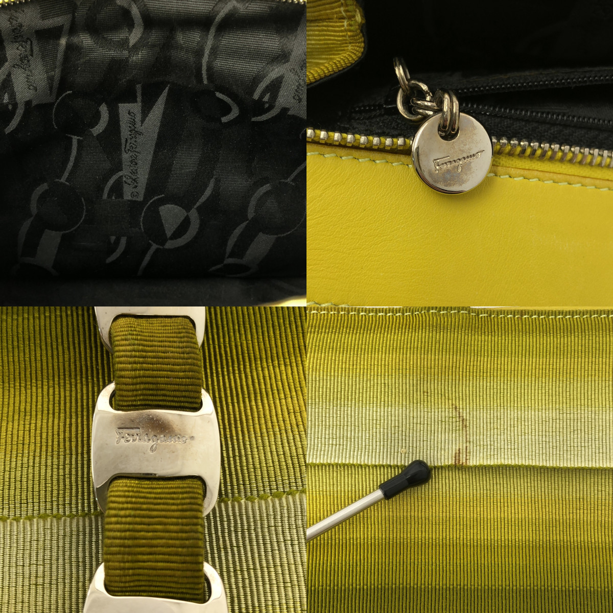 Salvatore Ferragamo / サルヴァトーレフェラガモ グラデーション グログラン チェーンハンドル トートバッグ / ロゴ総裏地