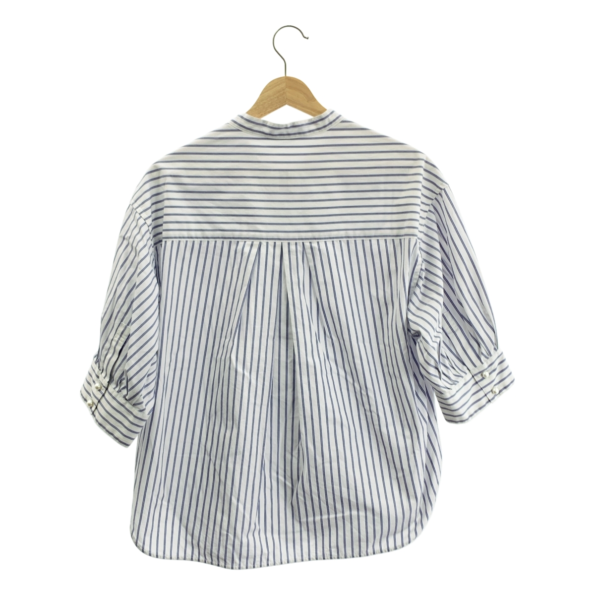 Spick and Span / スピックアンドスパン パールボタンギャザースリーブストライプシャツ