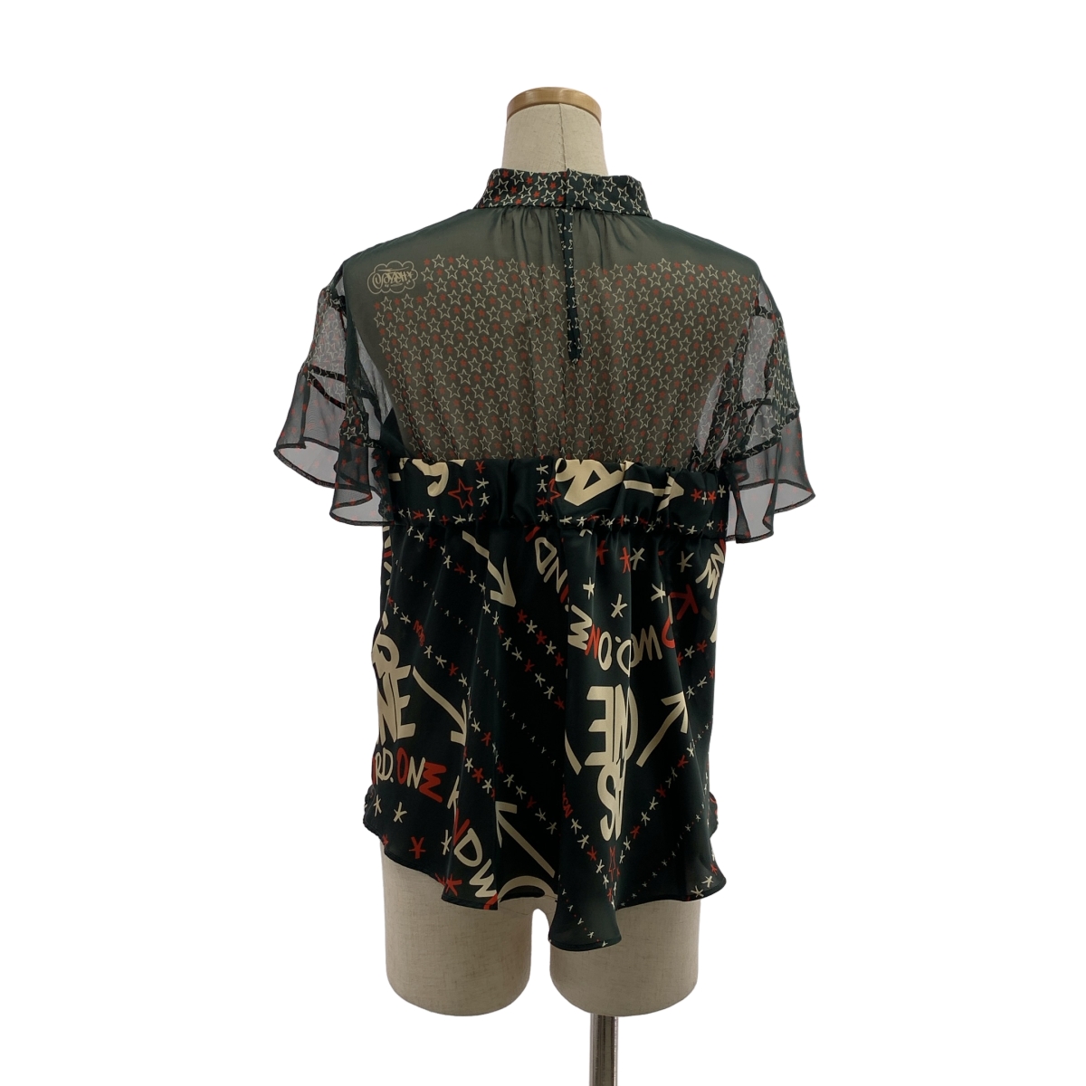 sacai / サカイ 総柄 シアー ノースリーブ ブラウス