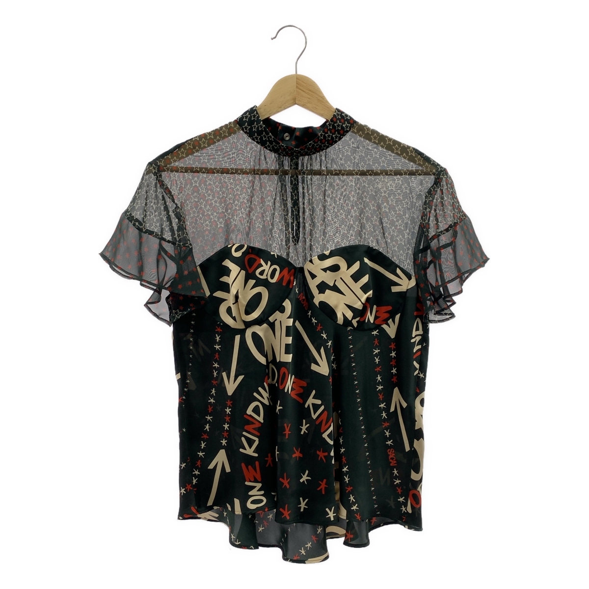 sacai / サカイ 総柄 シアー ノースリーブ ブラウス