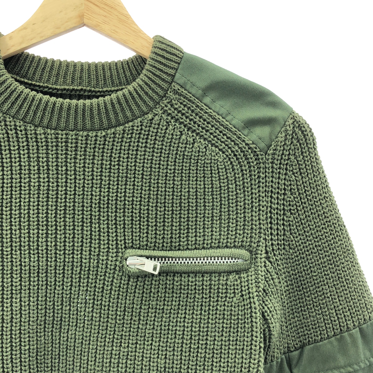 sacai / サカイ ミリタリー クルーネック バックスリット リブ ニット