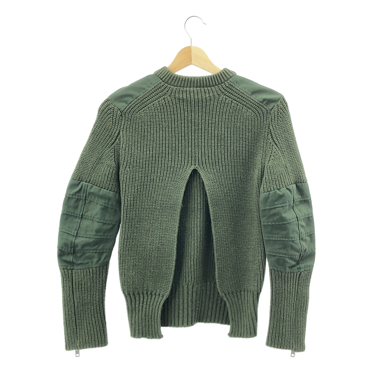 sacai / サカイ ミリタリー クルーネック バックスリット リブ ニット