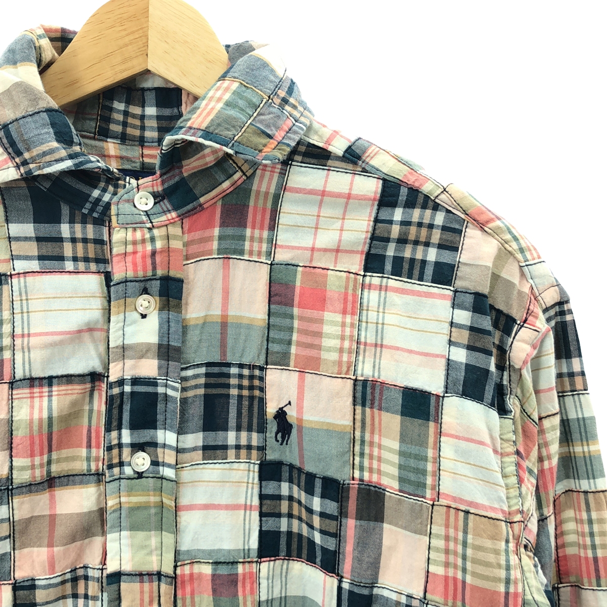 POLO RALPH LAUREN / ポロラルフローレン チェック パッチワーク コットン プルオーバーワンピース