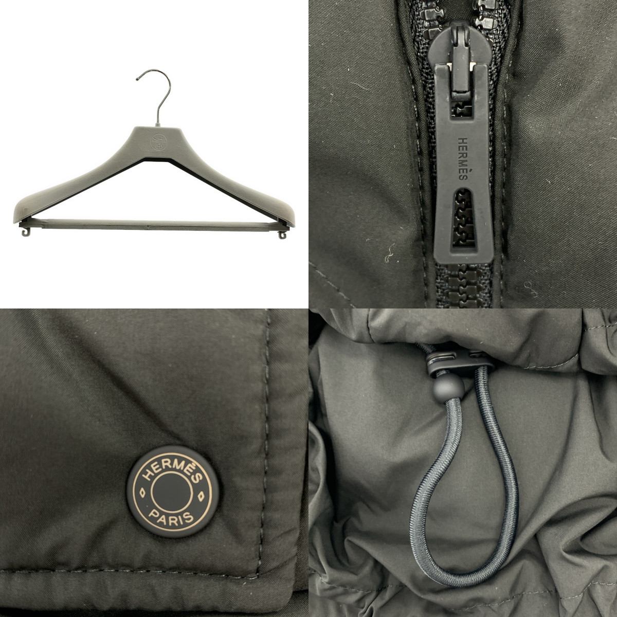 HERMES / エルメス セリエボタン ロゴジップ ドローストリング ダウン ジャケット フーディ