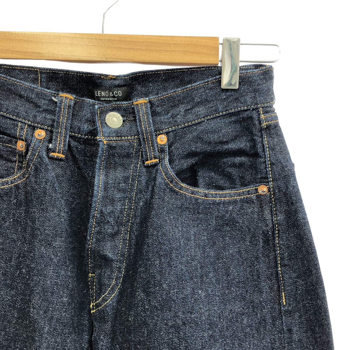 LENO / リノ レザーパッチ リジッド デニムパンツ