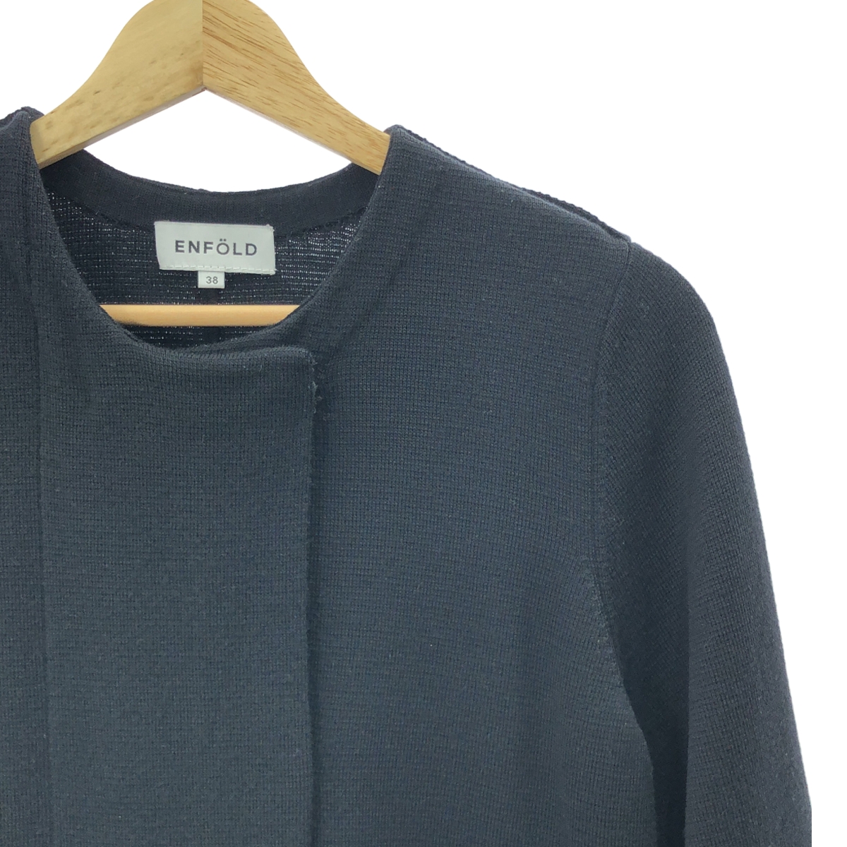 ENFOLD / エンフォルド ノーカラー ウールニット コート