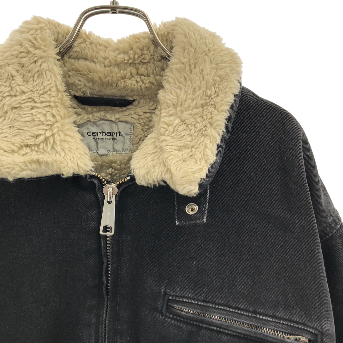 carhartt / カーハート ロゴジップ ボア ブラックデニム ジャケット