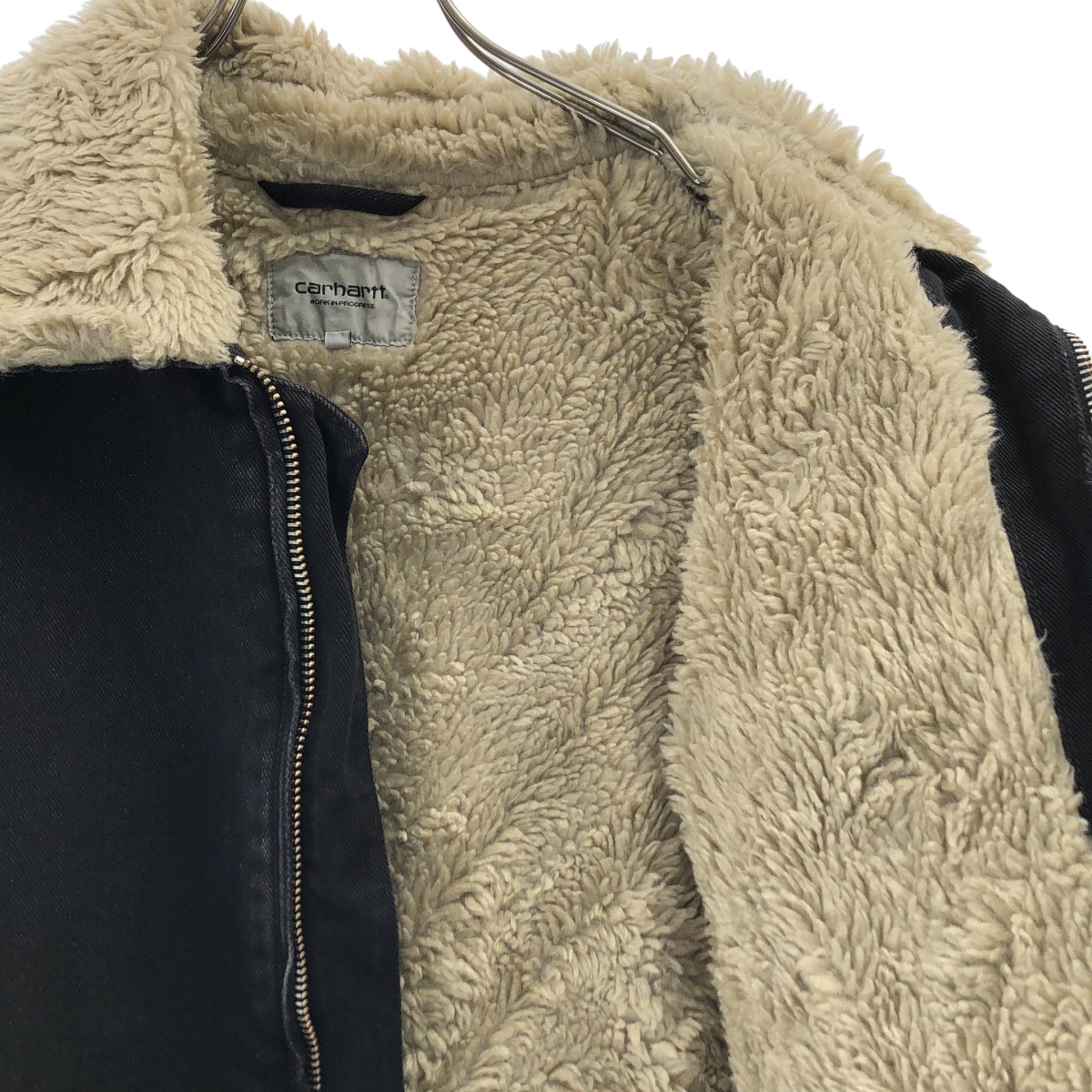carhartt / カーハート ロゴジップ ボア ブラックデニム ジャケット