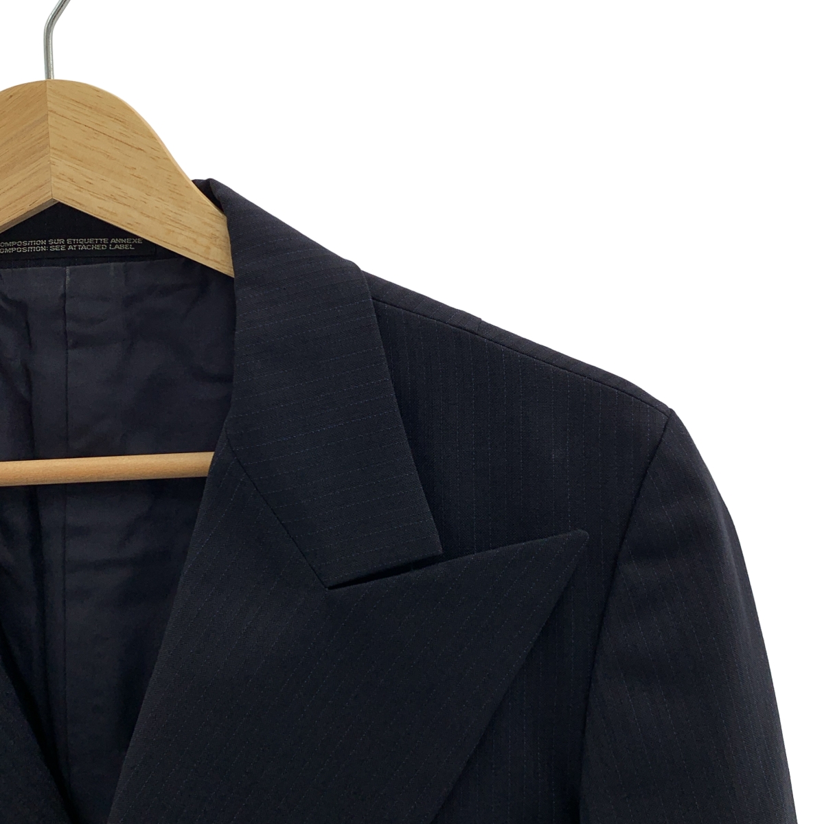 YOHJI YAMAMOTO +NOIR / ヨウジヤマモトプリュスノアール ウール モヘア ストライプ ピークドラペル ジャケット