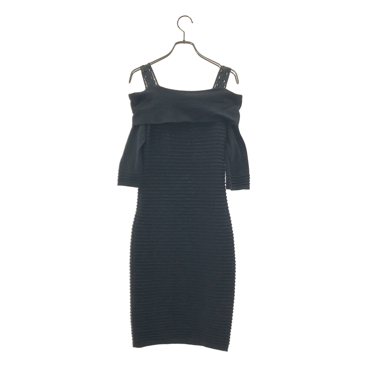 その他 ウール レース装飾 オフタートル ニットワンピース