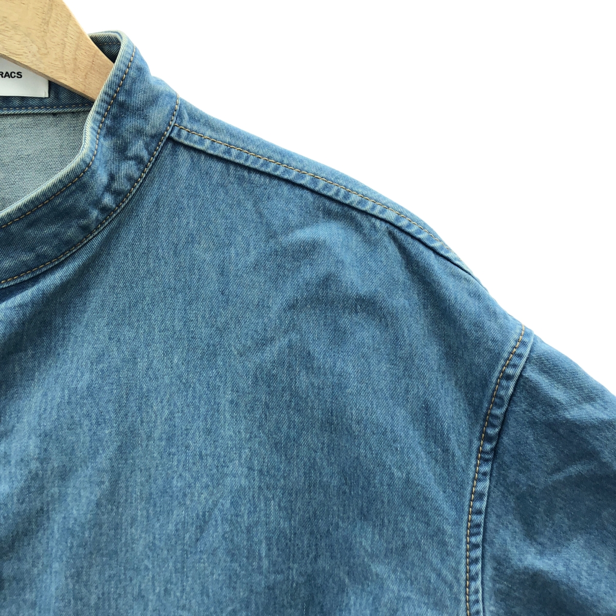 THE RERACS / ザリラクス BANDCOLLAR DENIM S/S SHIRT バンドカラー デニムシャツ