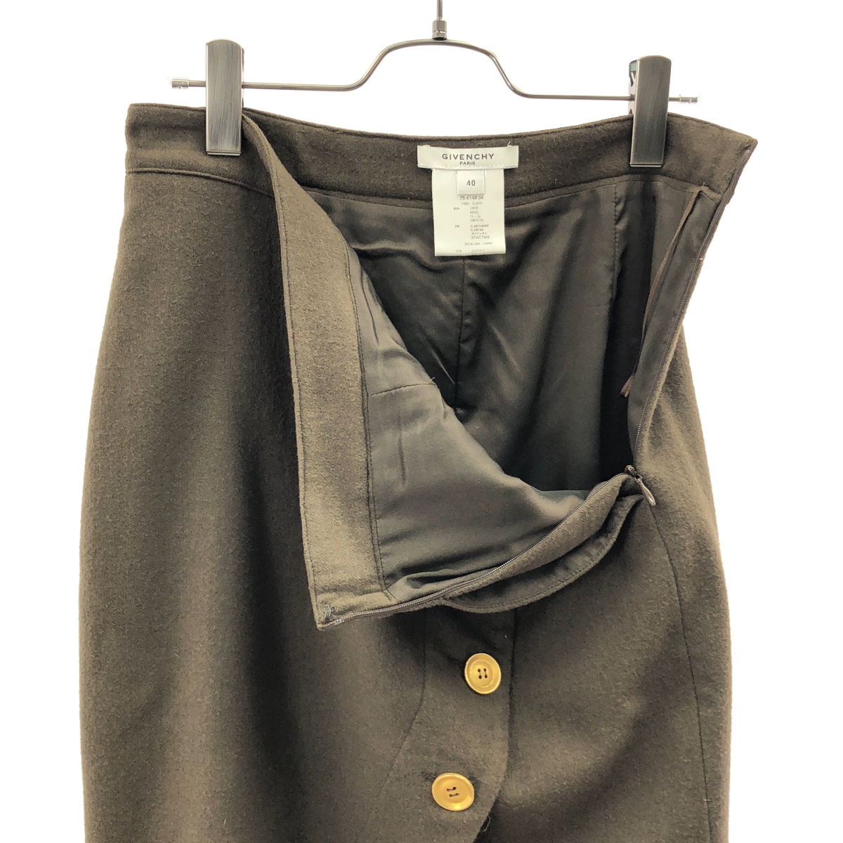 GIVENCHY / ジバンシィ ウール アシンメトリー ロング スカート