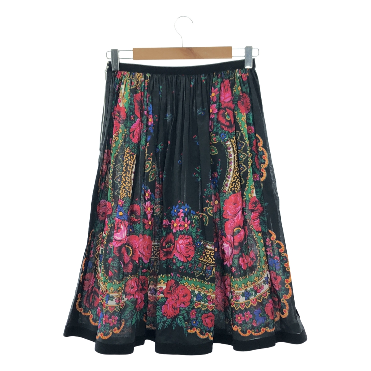 tricot COMME des GARCONS / トリココムデギャルソン 総柄 サイドジップ ギャザー ロングスカート