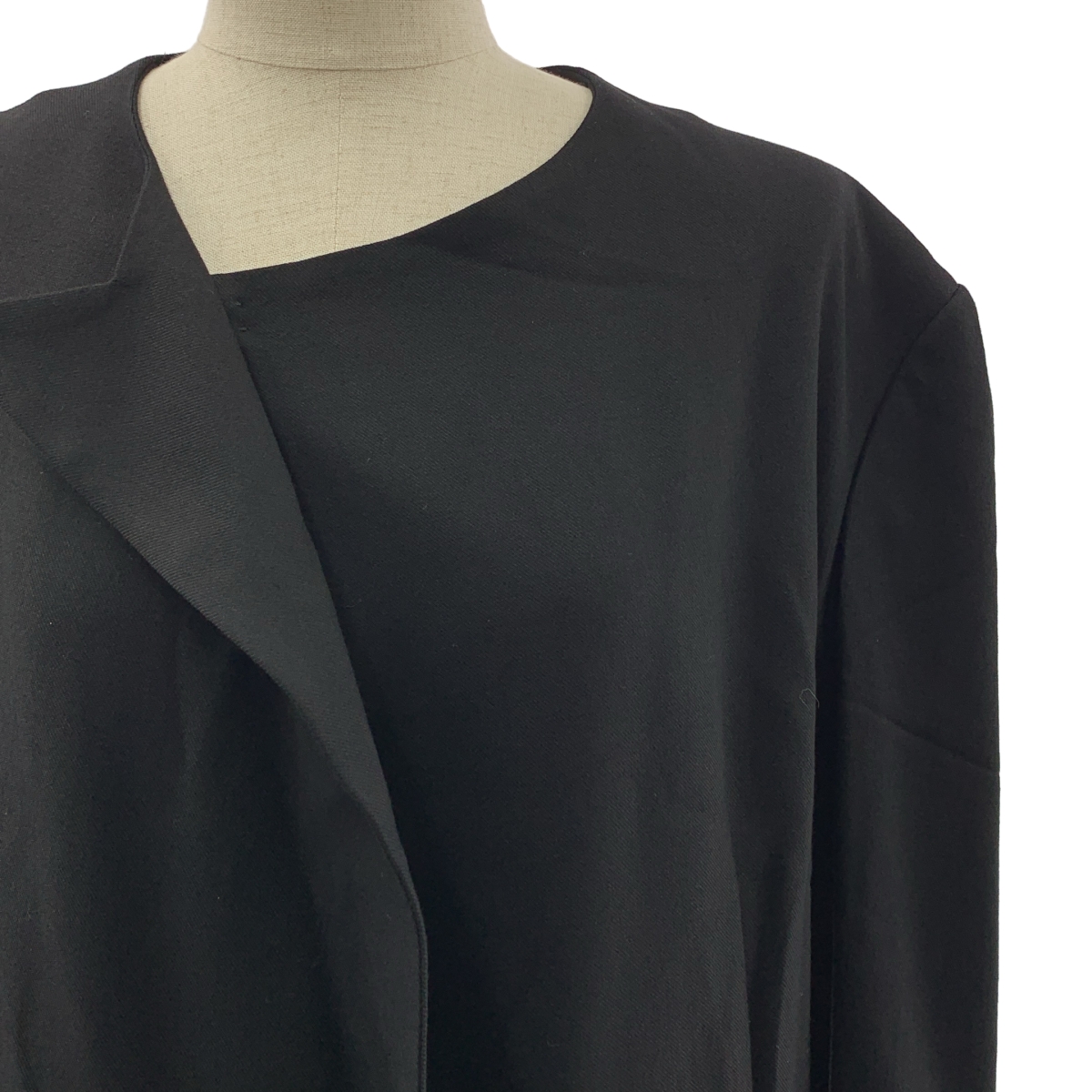 Y's / ワイズヨウジヤマモト RAYON VIYELLA COLLARLESS JACKET レーヨンビエラ ノーカラー ロングジャケット コート