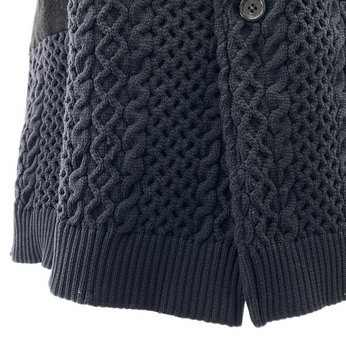 その他 Polyester Switching Knit Mod Coat  / 異素材 切替 ドッキング ニット シングル オーバーコート / 総裏地