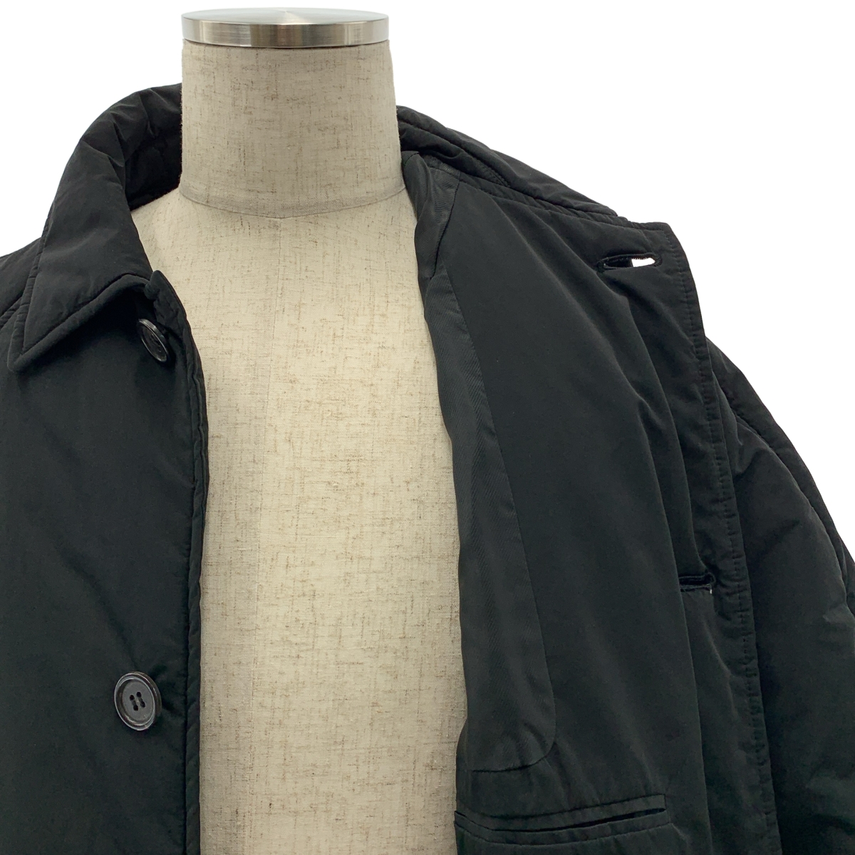 その他 Polyester Switching Knit Mod Coat  / 異素材 切替 ドッキング ニット シングル オーバーコート / 総裏地