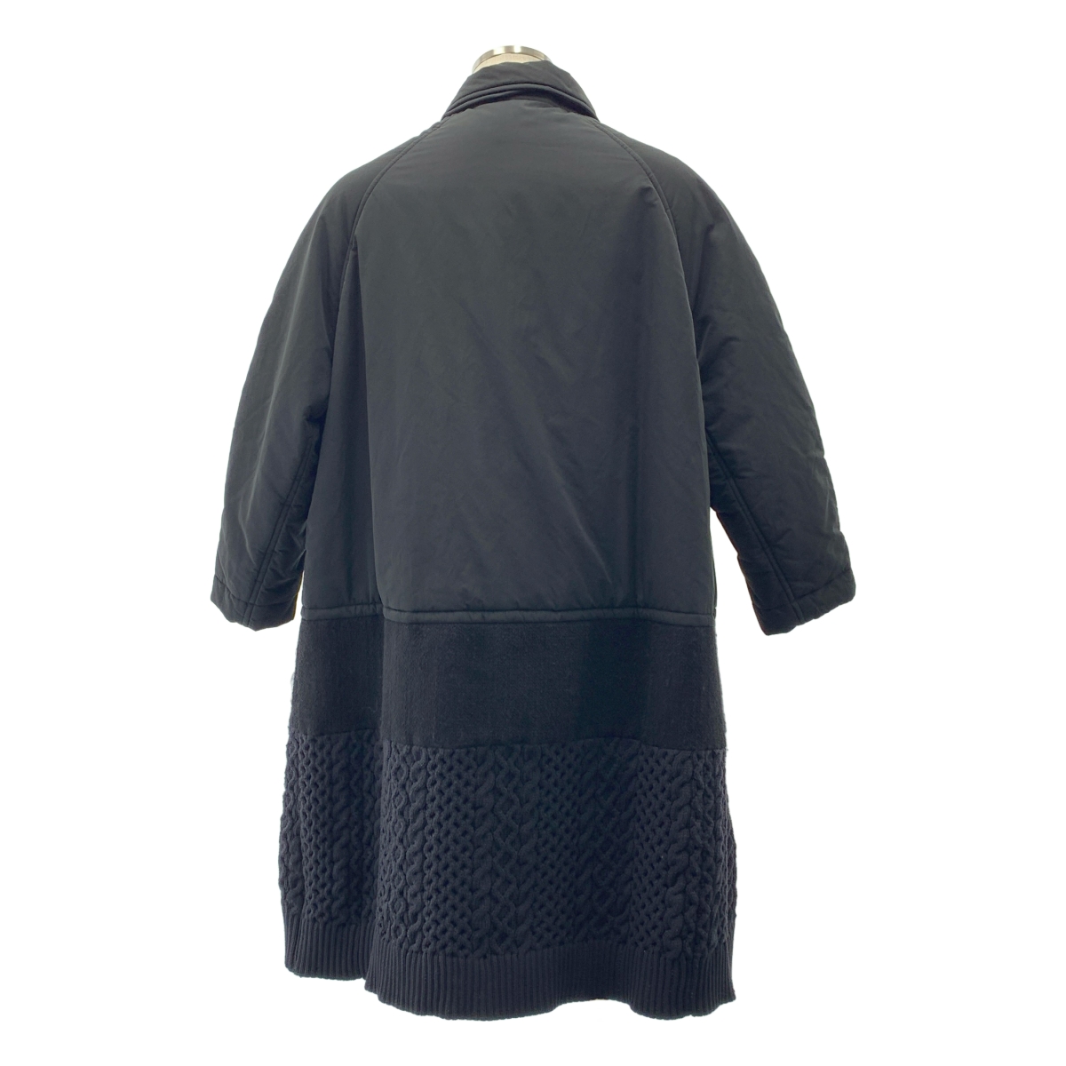 その他 Polyester Switching Knit Mod Coat  / 異素材 切替 ドッキング ニット シングル オーバーコート / 総裏地