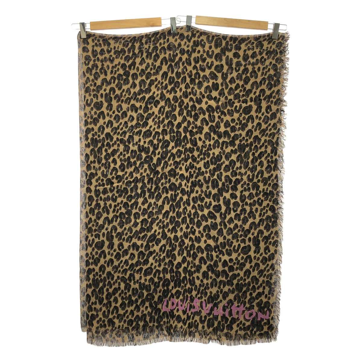 Louis Vuitton / ルイヴィトン Stephen Sprouse Stole / カシミヤ シルク レオパード 総柄 フリンジ 大判 ストール