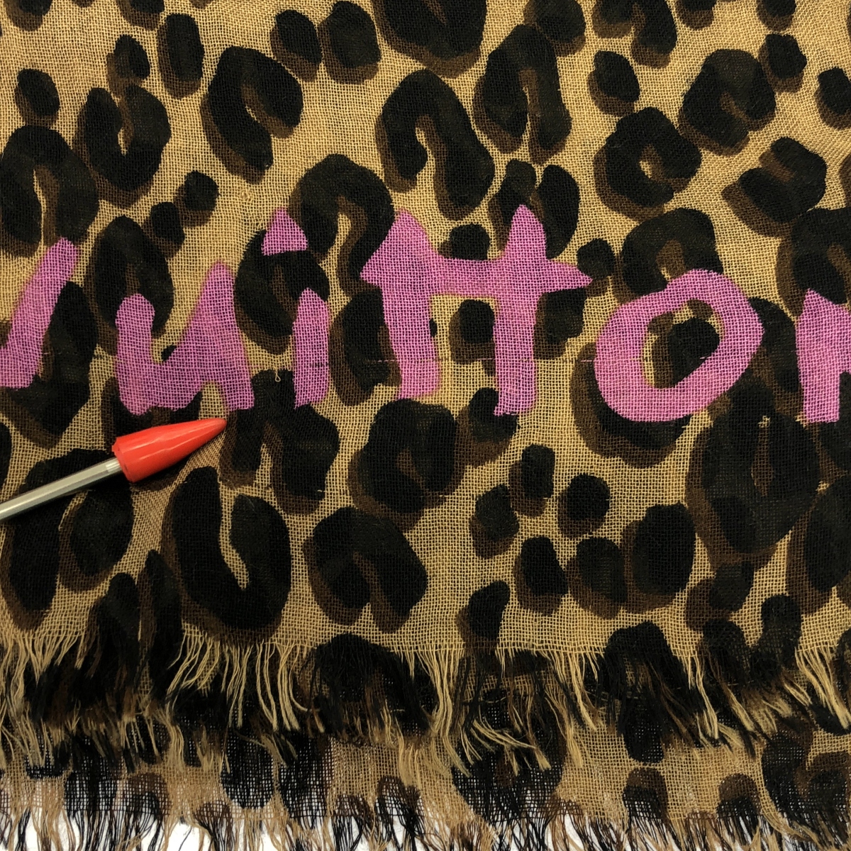 Louis Vuitton / ルイヴィトン Stephen Sprouse Stole / カシミヤ シルク レオパード 総柄 フリンジ 大判 ストール