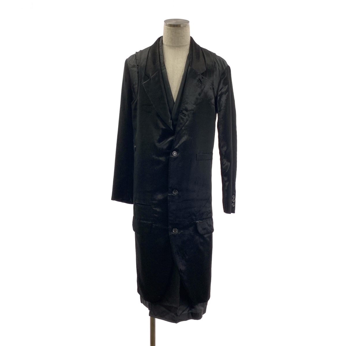 COMME des GARCONS HOMME PLUS / コムデギャルソンオムプリュス ベロア レイヤード カットオフ ロング ジャケット コート