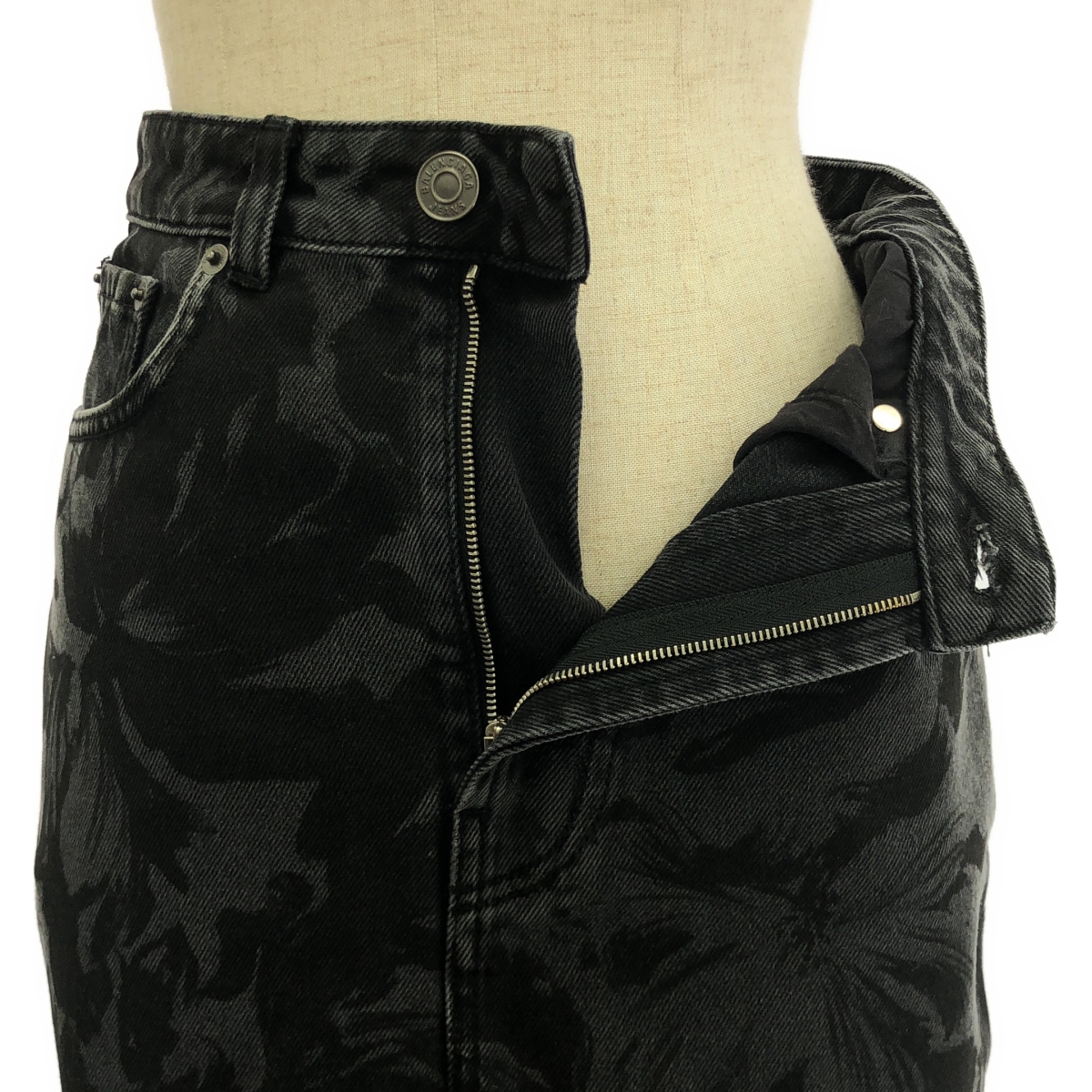 BALENCIAGA / バレンシアガ フラワープリント スリット デニムスカート